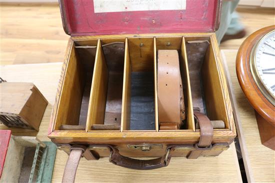 A Holland and Holland leather covered oak ammunition box length 41cm